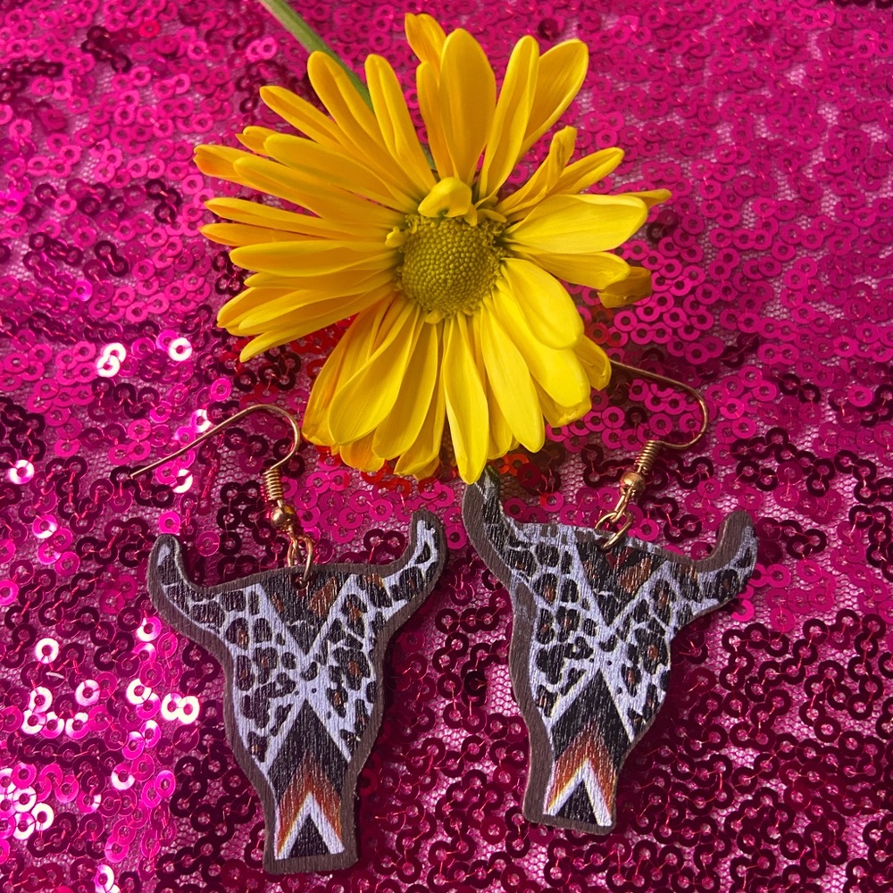 Boutique cow skull earrings